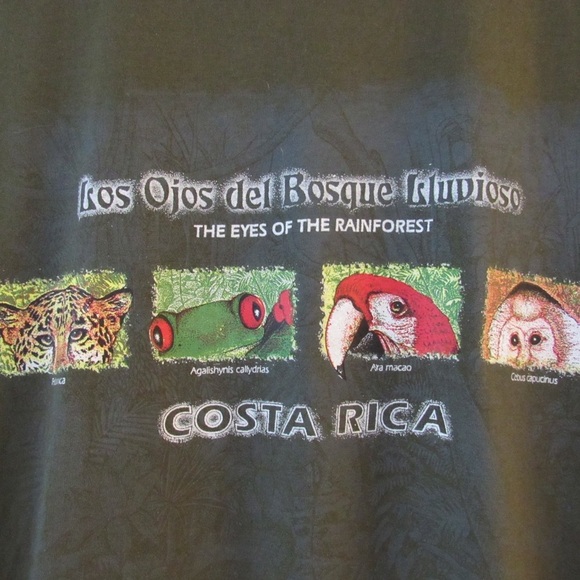 Costa Rica Eyes Of The Rainforest Tshirt Tee JB XL Green Short Sleeve Crewneck - Picture 6 of 8